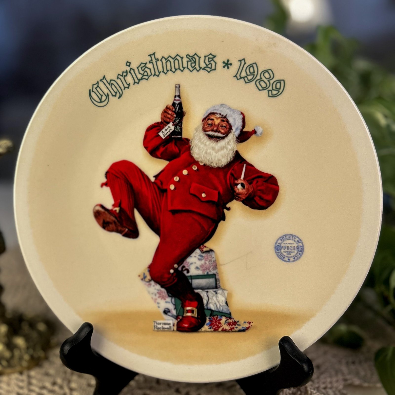 Prato Norman Rockwell Jolly Old St. Nick – Christmas 1989 - Imagem 3