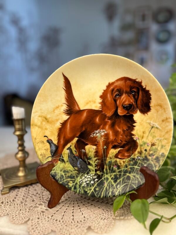 Prato Decorativo Colecionável Knowles Missing the Point – The Irish Setter – Lynn Kaatz, 1988