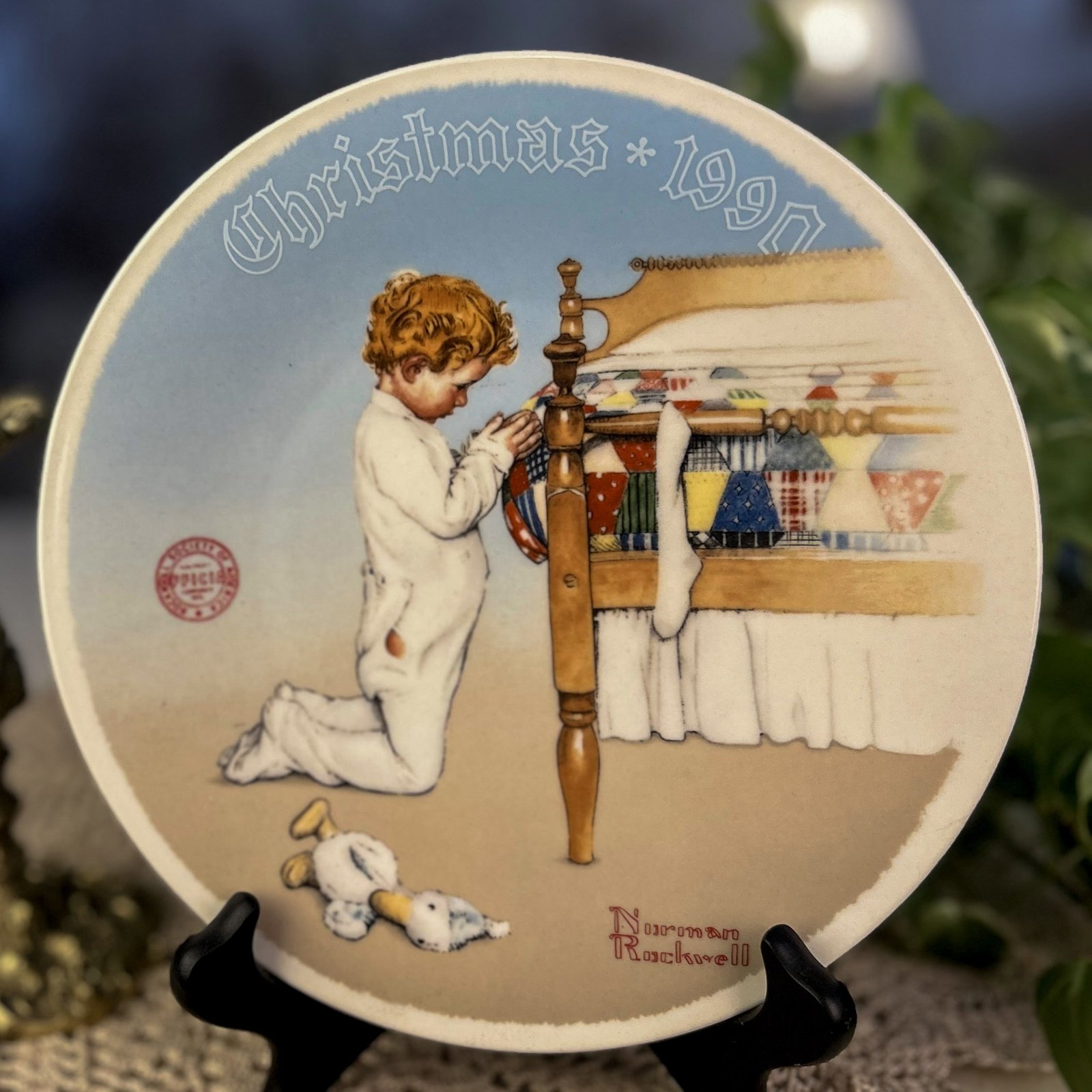 Prato Norman Rockwell “A Christmas Prayer” – Christmas 1990 - Imagem 3