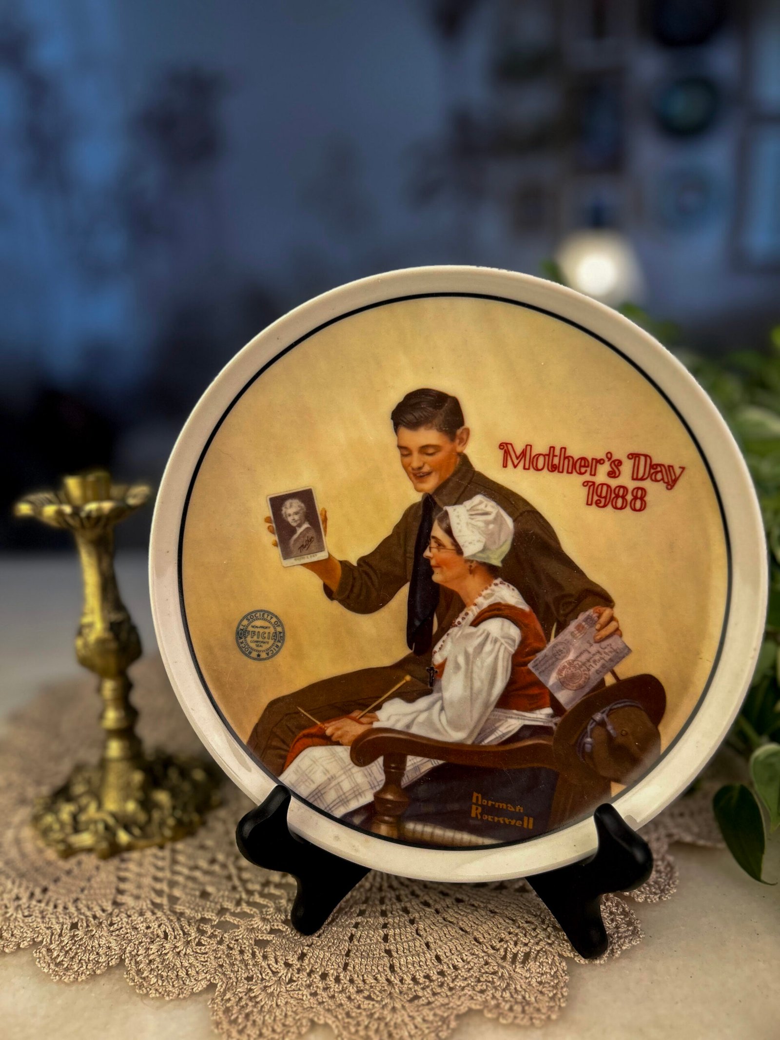 Prato Norman Rockwell My Mother – Mother’s Day 1988 - Imagem 1