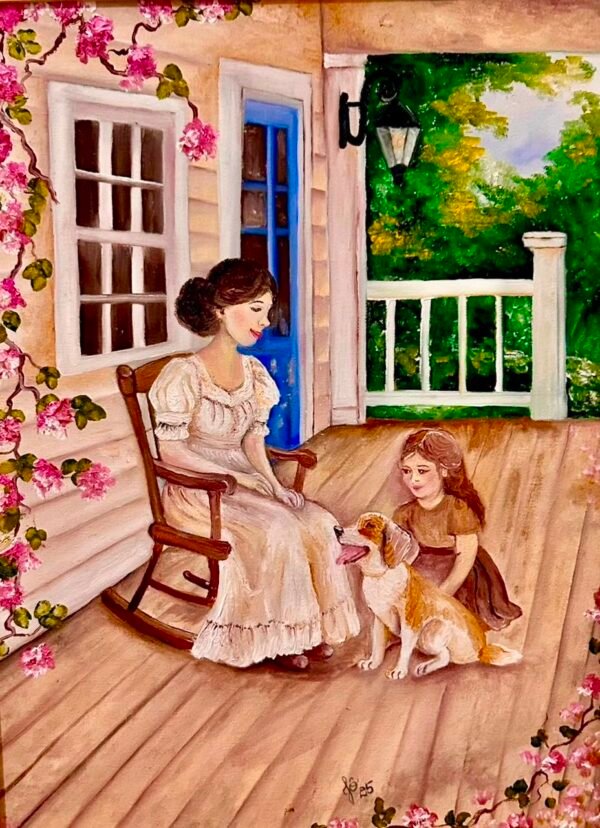 As Meninas e o Cachorro - Quadro Réplica