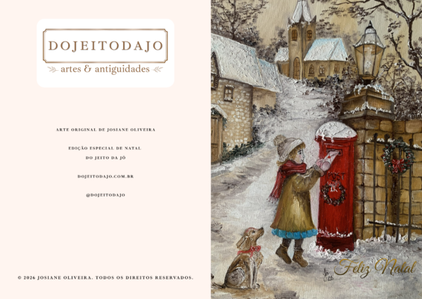 Cartão de Natal Artístico – Menina no Correio | Arte de Josiane Oliveira - Imagem 2