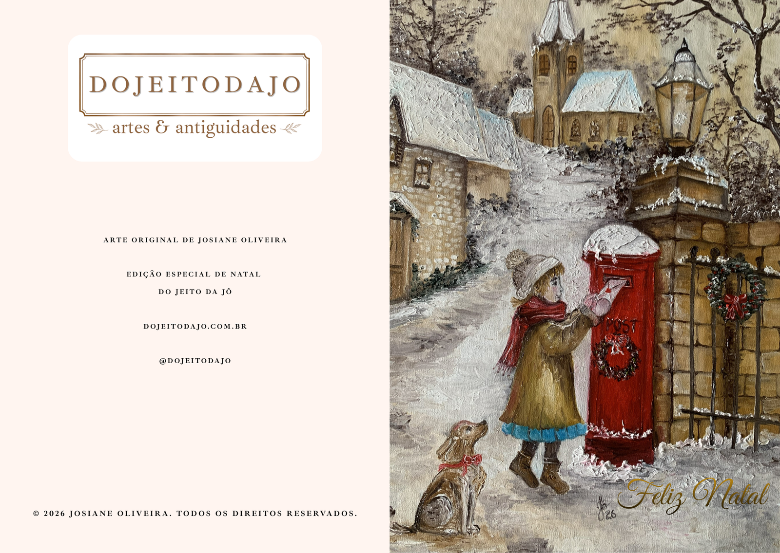 Cartão de Natal Artístico – Menina no Correio | Arte de Josiane Oliveira - Imagem 2