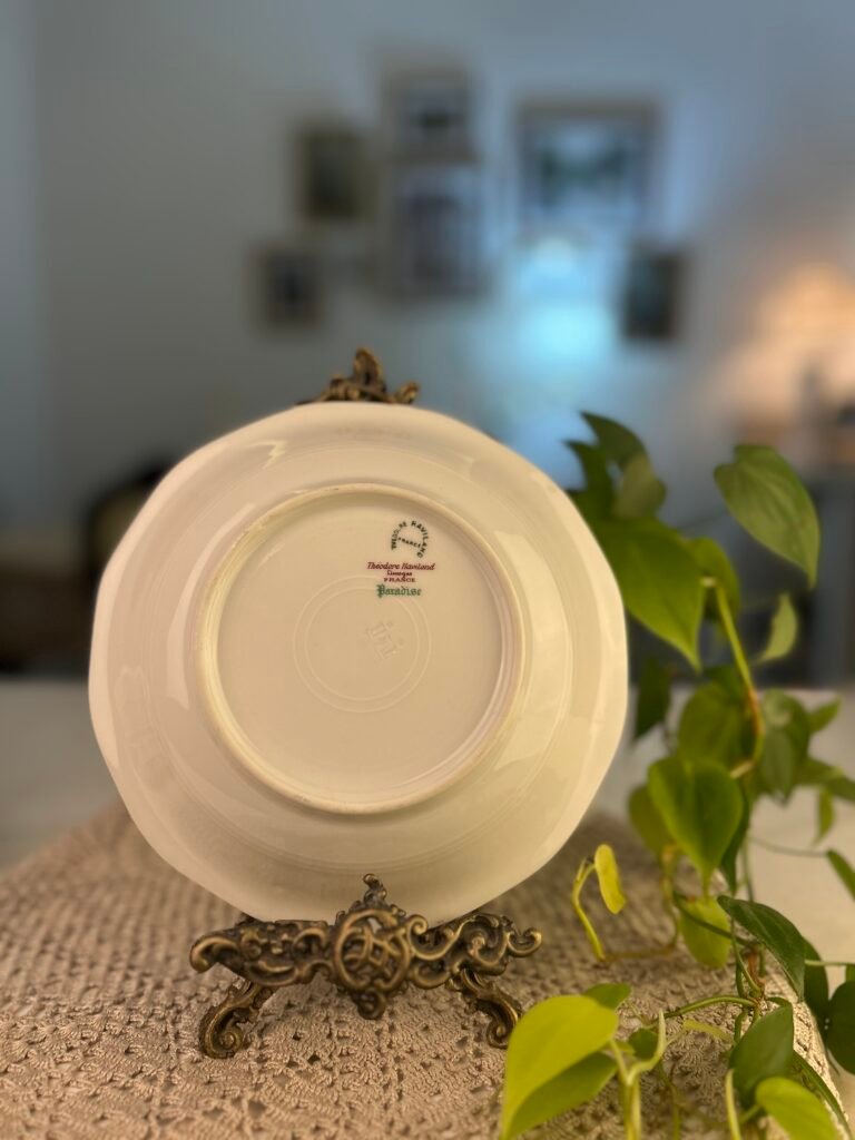 Prato fundo francês Théodore Haviland Limoges Paradise com pássaros
