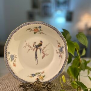 Prato fundo francês Théodore Haviland Limoges Paradise com pássaros