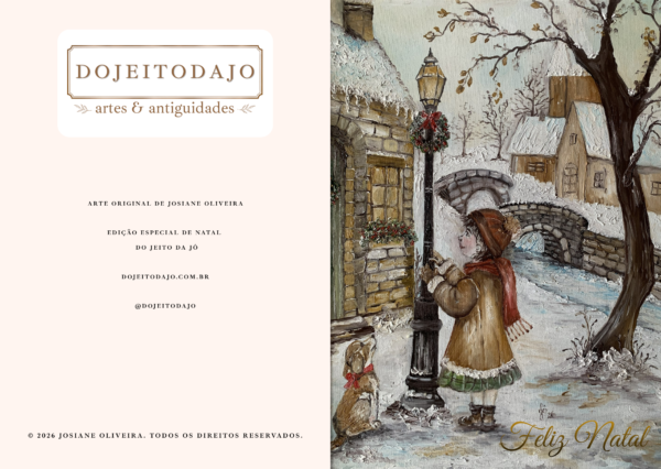 Cartão de Natal Artístico – Menina na Vila Nevada | Arte de Josiane Oliveira - Imagem 3