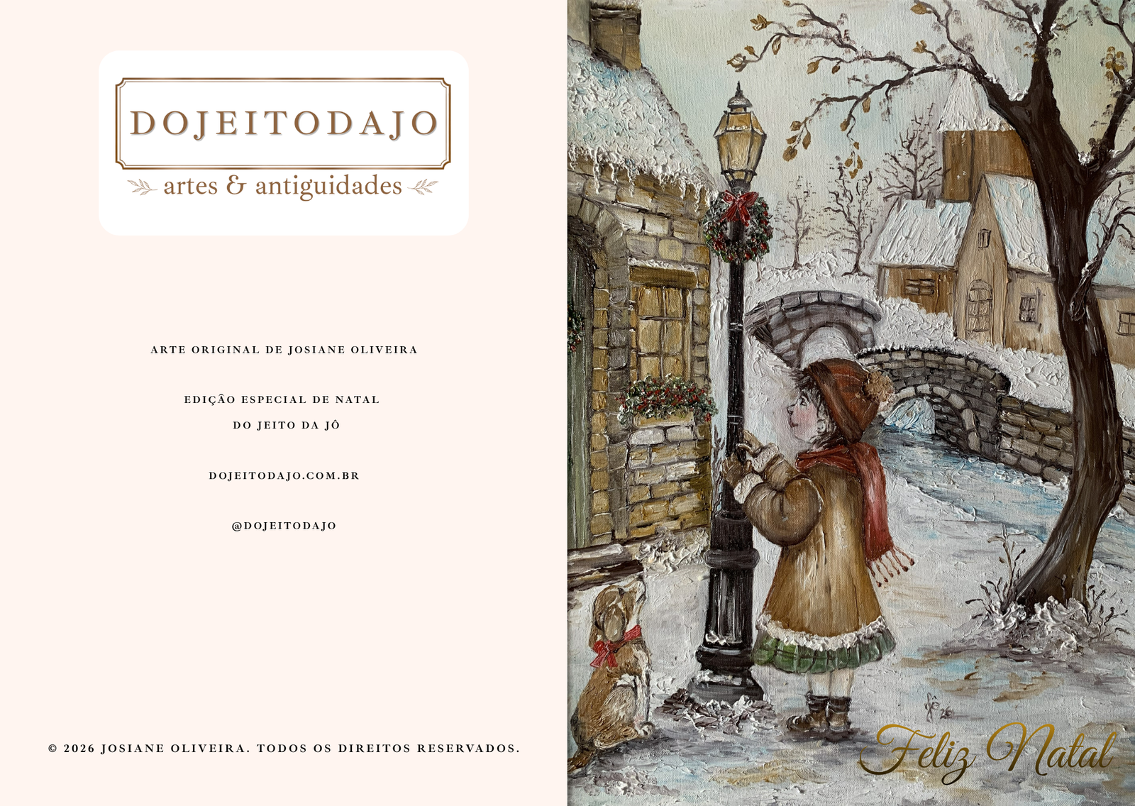 Cartão de Natal Artístico – Menina na Vila Nevada | Arte de Josiane Oliveira - Imagem 3
