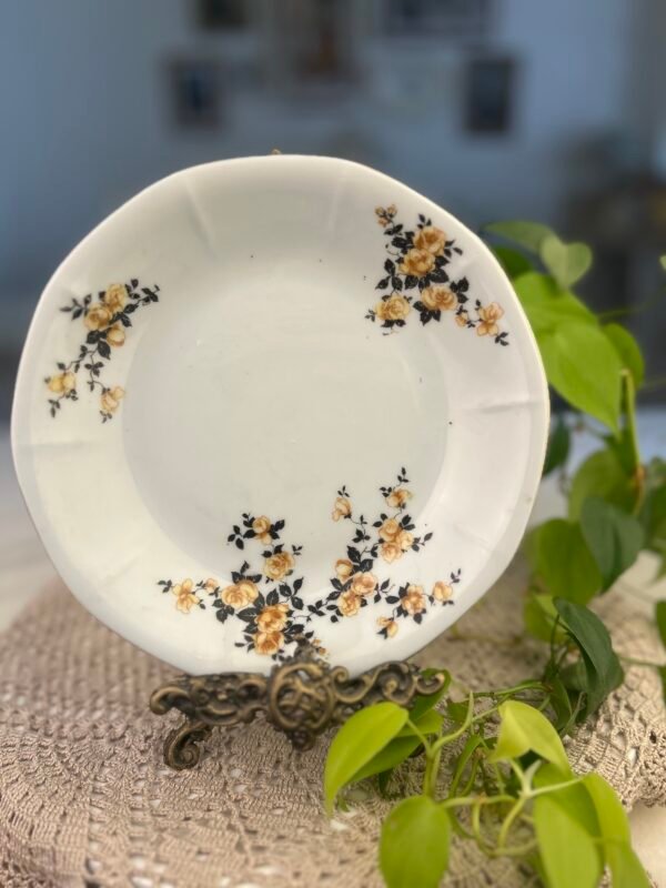 Prato Victoria China Floral Amarelo – Tchecoslováquia - Imagem 1