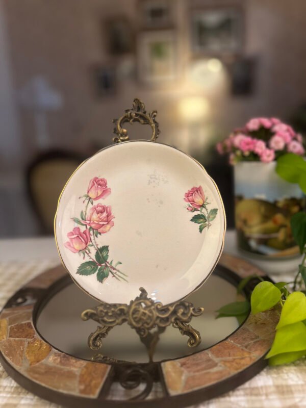 Prato de pão inglês Rose Bouquet com rosas cor-de-rosa - Imagem 1
