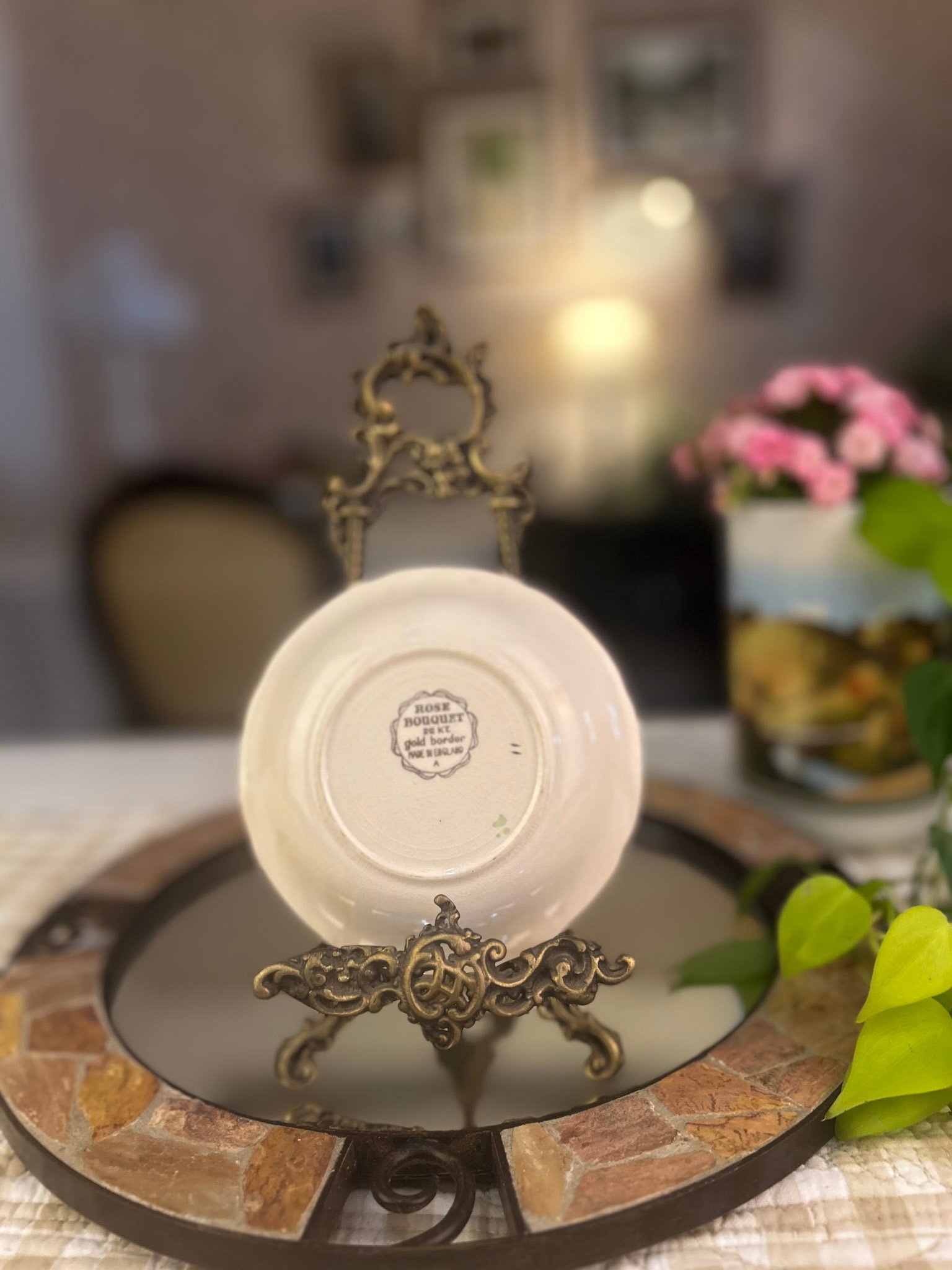 Finger bowl inglês Rose Bouquet B & K com rosas - Imagem 2