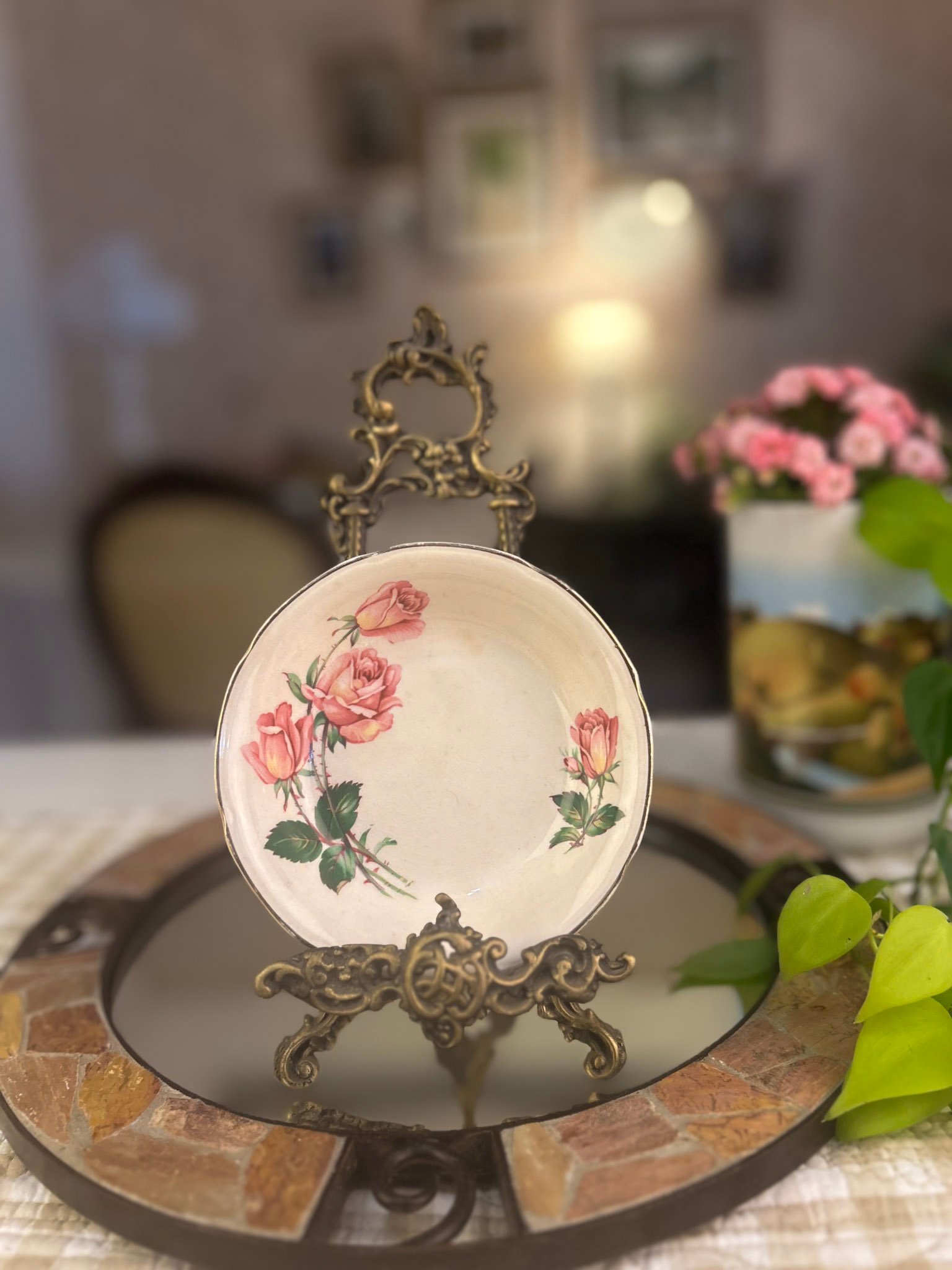Finger bowl inglês Rose Bouquet B & K com rosas - Imagem 1