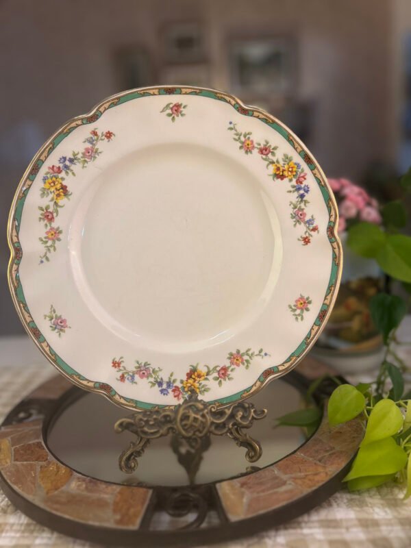 Prato inglês Alfred Meakin com flores e borda verde - Imagem 1
