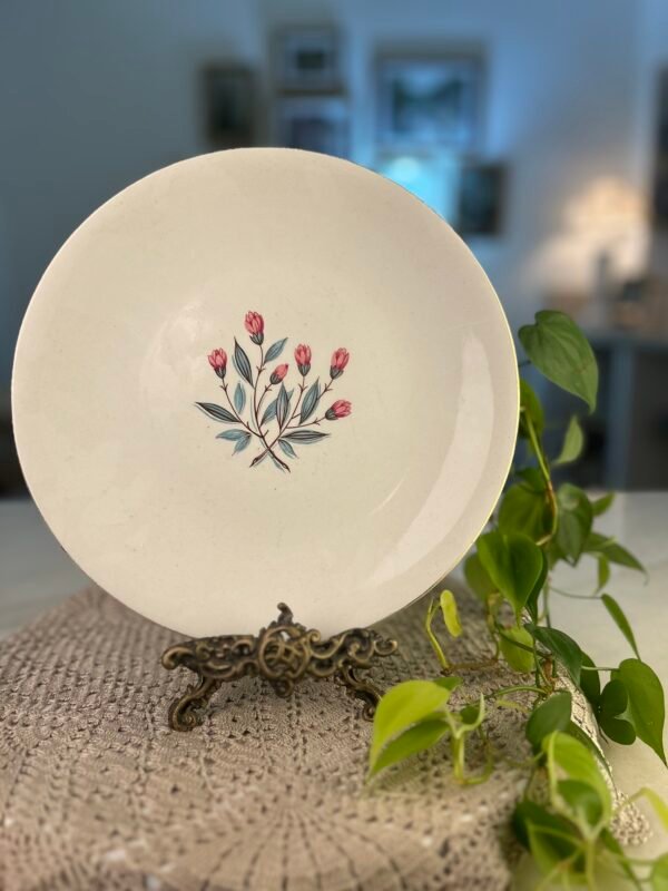 Prato inglês Enoch Wedgwood floral rosa e azul - Imagem 1