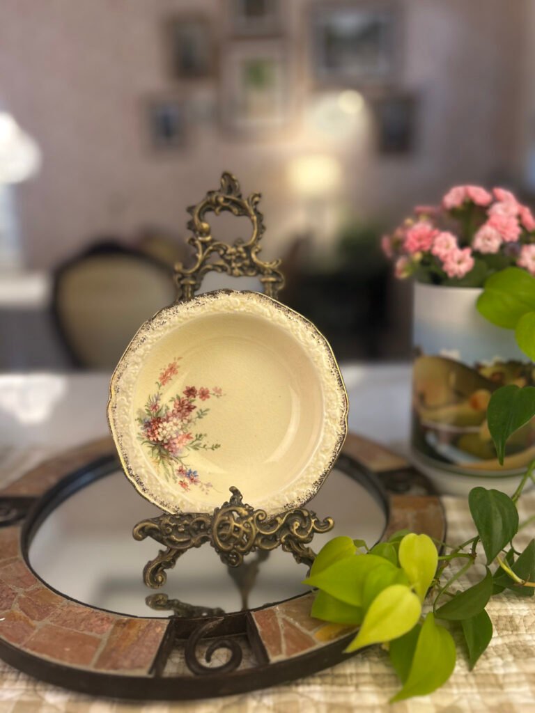 Finger bowl vintage Grindley Florentine com flores
