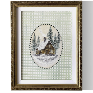 Quadro Inverno na Cabana II - Obra Original Pintada à Mão
