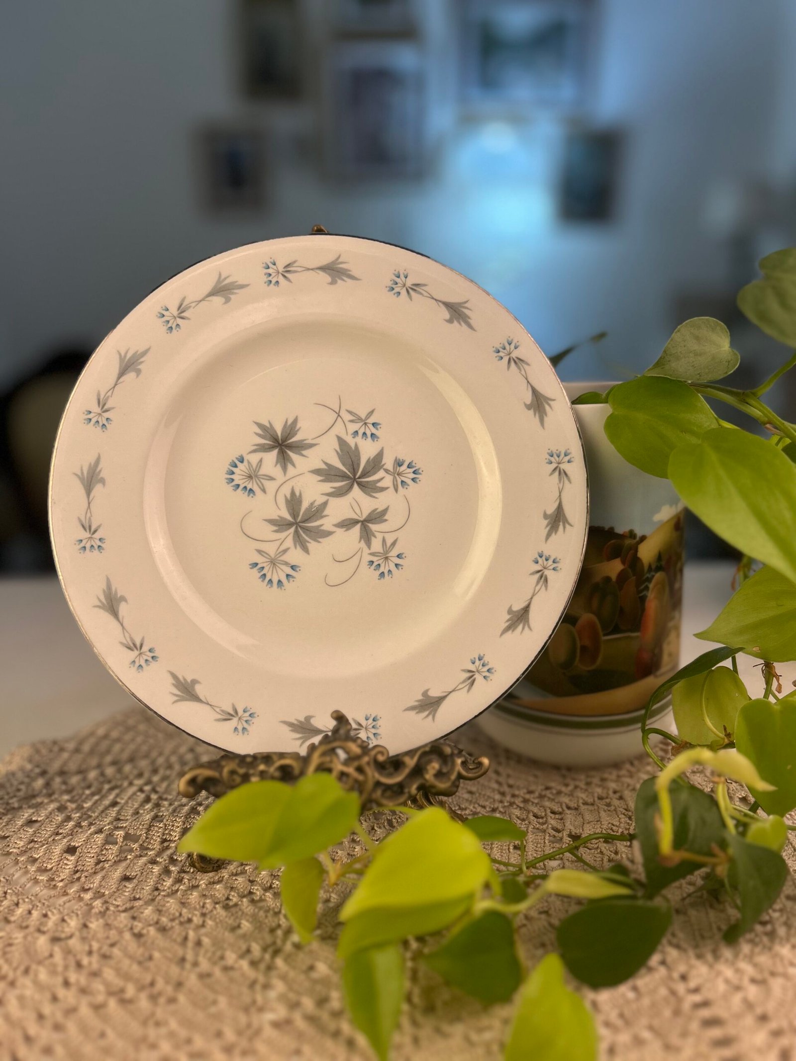 Prato inglês Johnson Bros Snowhite floral azul - Imagem 1