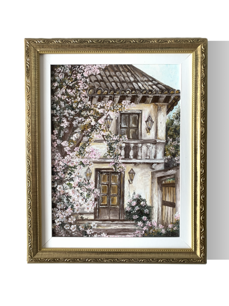 Quadro Casarão - Obra Original Pintada à Mão