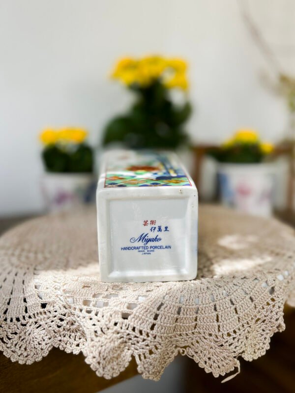 Vaso japonês vintage Miyako Imari com flores e bambu - Imagem 2