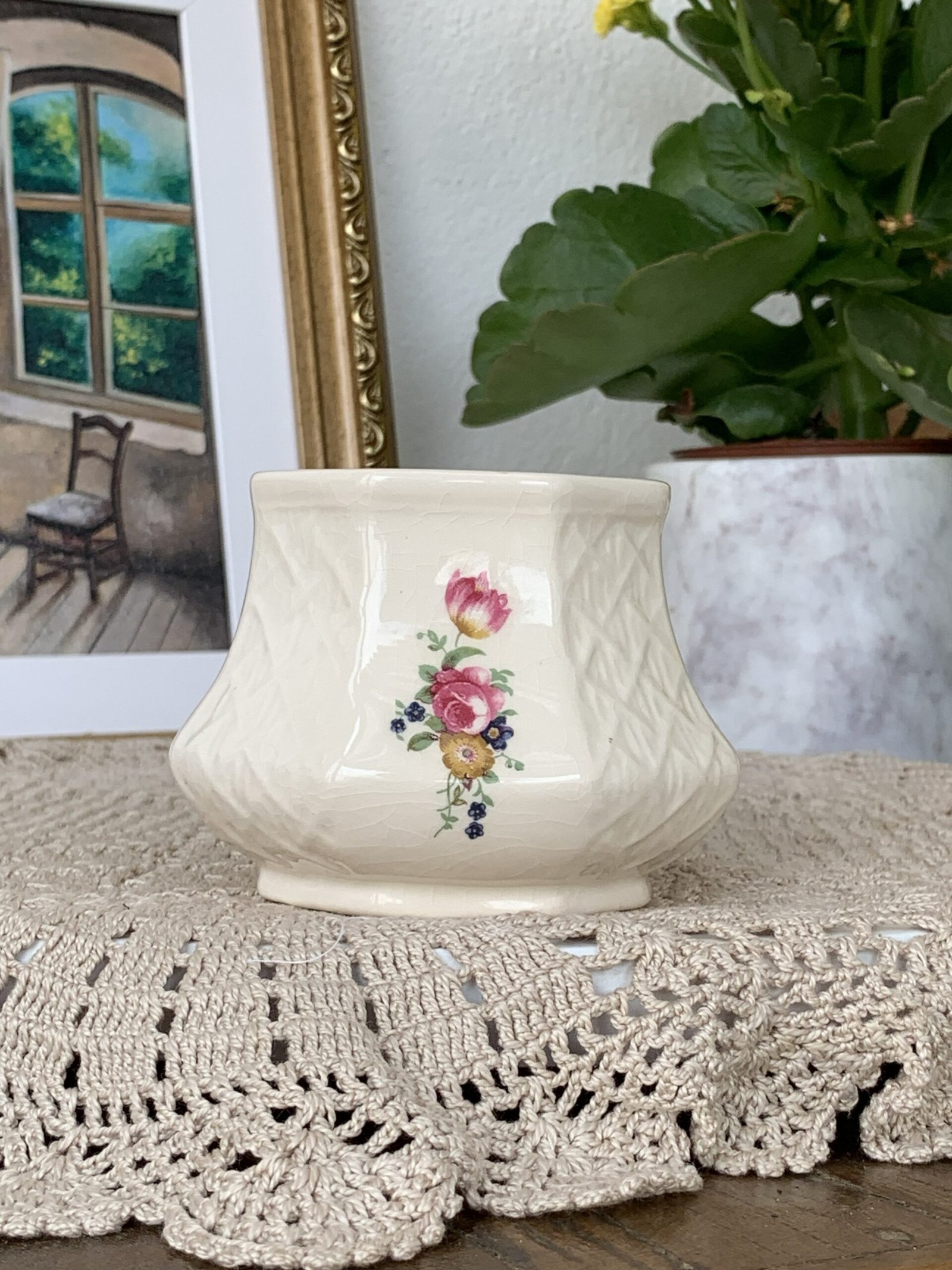 Açucareiro Vintage Floral com Relevo Entrelaçado - Imagem 2