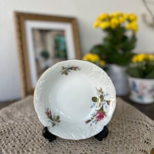 Finger Bowl Vintage Wałbrzych com Rosas Rosadas – Porcelana Polonesa