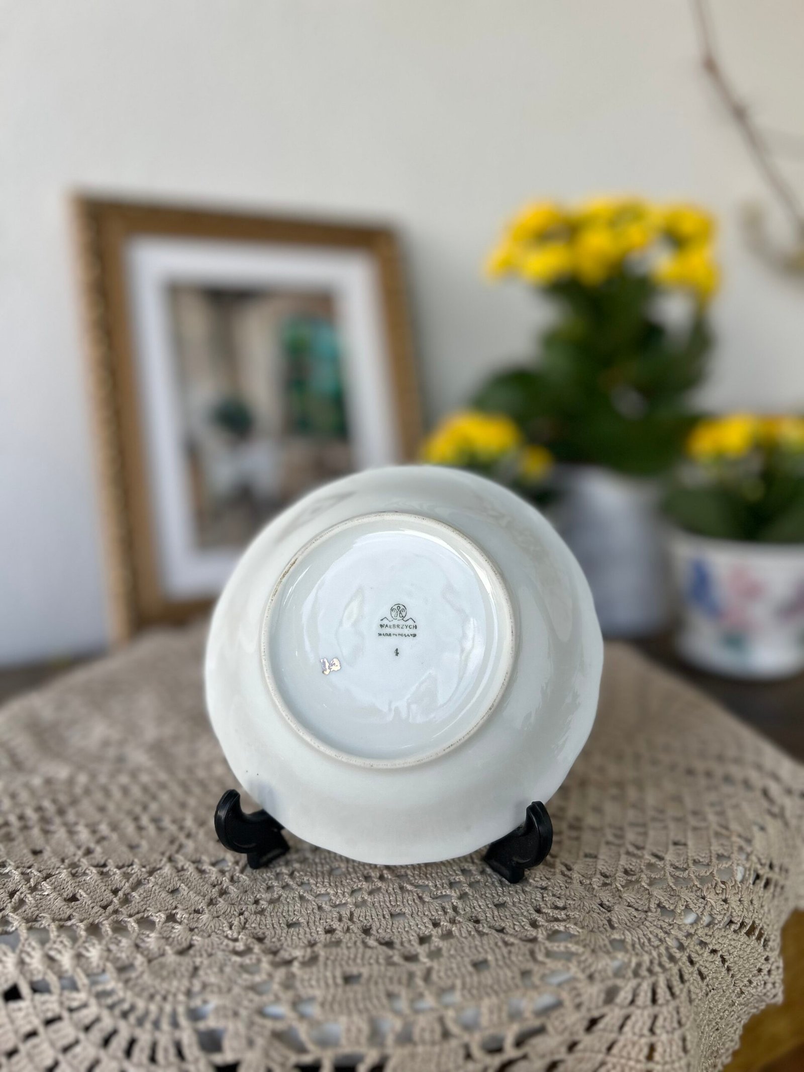 Finger Bowl Vintage Wałbrzych com Rosas Rosadas – Porcelana Polonesa - Imagem 2