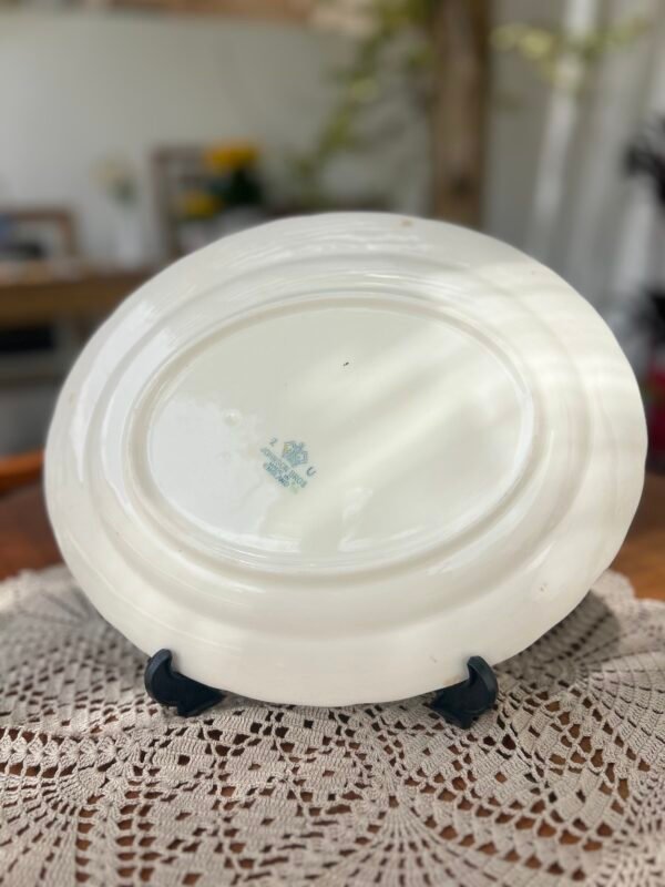 Travessa oval Johnson Bros inglesa com rosas cor-de-rosa - Imagem 2