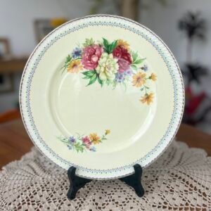 Prato inglês vintage Ridgway Olde Lodge com flores coloridas