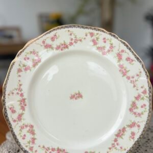 Prato decorativo inglês Alfred Meakin Harmony Rose com detalhes em ouro 18K