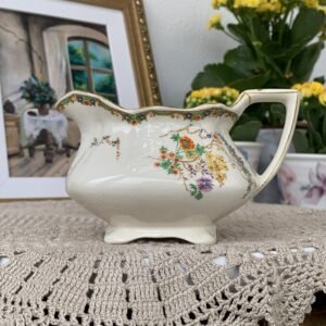 Leiteira Inglesa Myott Floral com Alça Geométrica