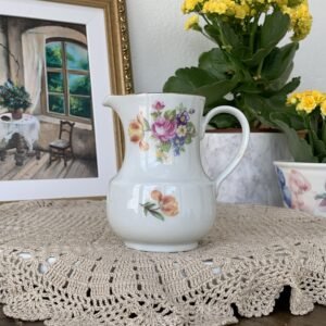 Leiteira Alemã Kahla Floral com Filete Dourado