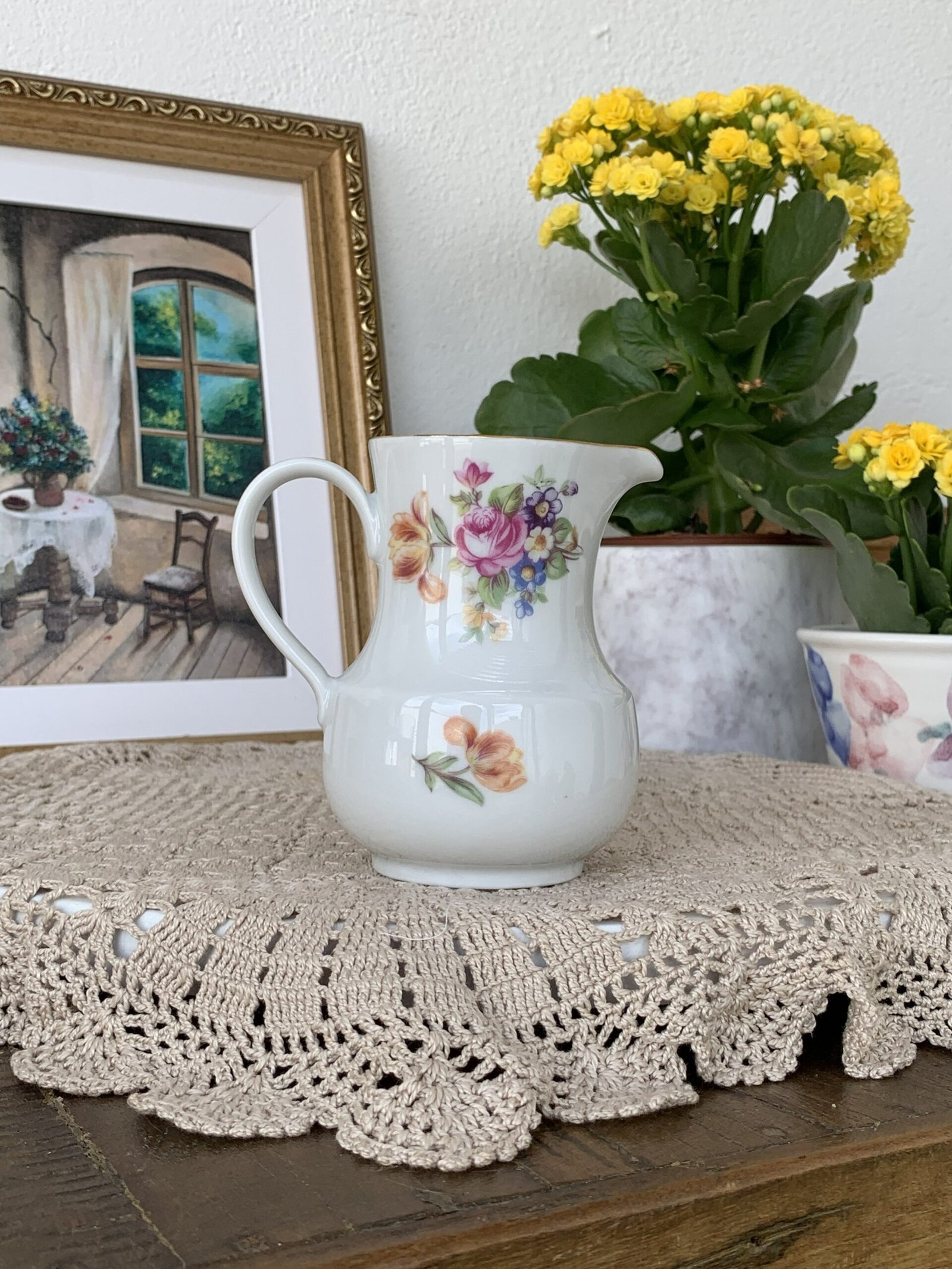 Leiteira Alemã Kahla Floral com Filete Dourado - Imagem 2