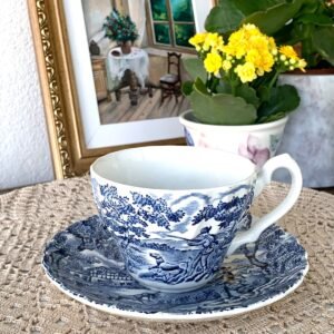 Xícara com Pires Myott The Hunter Azul e Branco