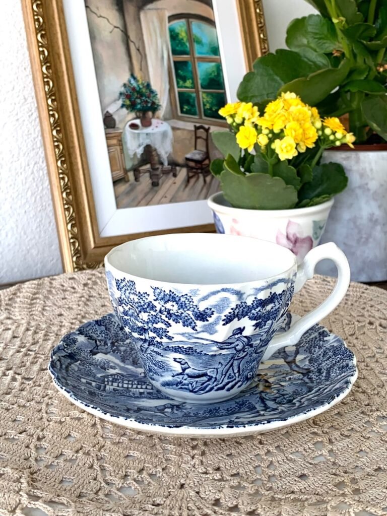 Xícara com Pires Myott The Hunter Azul e Branco