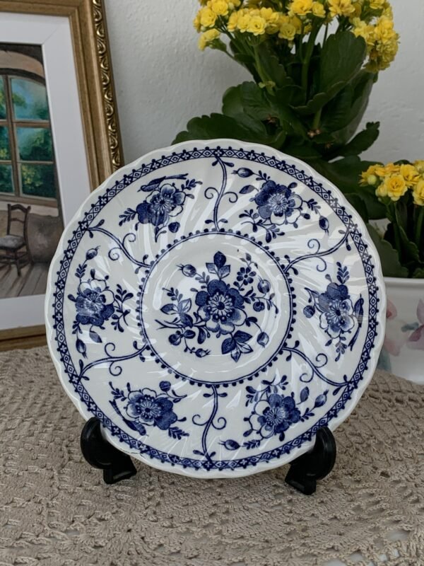 Xícara com Pires Inglês Azul com Flores e Pássaros - Imagem 3