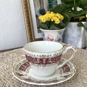 Xícara com Pires Myott Rialto Vinho e Dourado