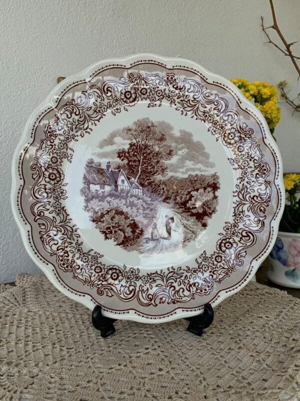 Prato decorativo italiano Swiss Landscape Vinho e Branco - Imagem 1
