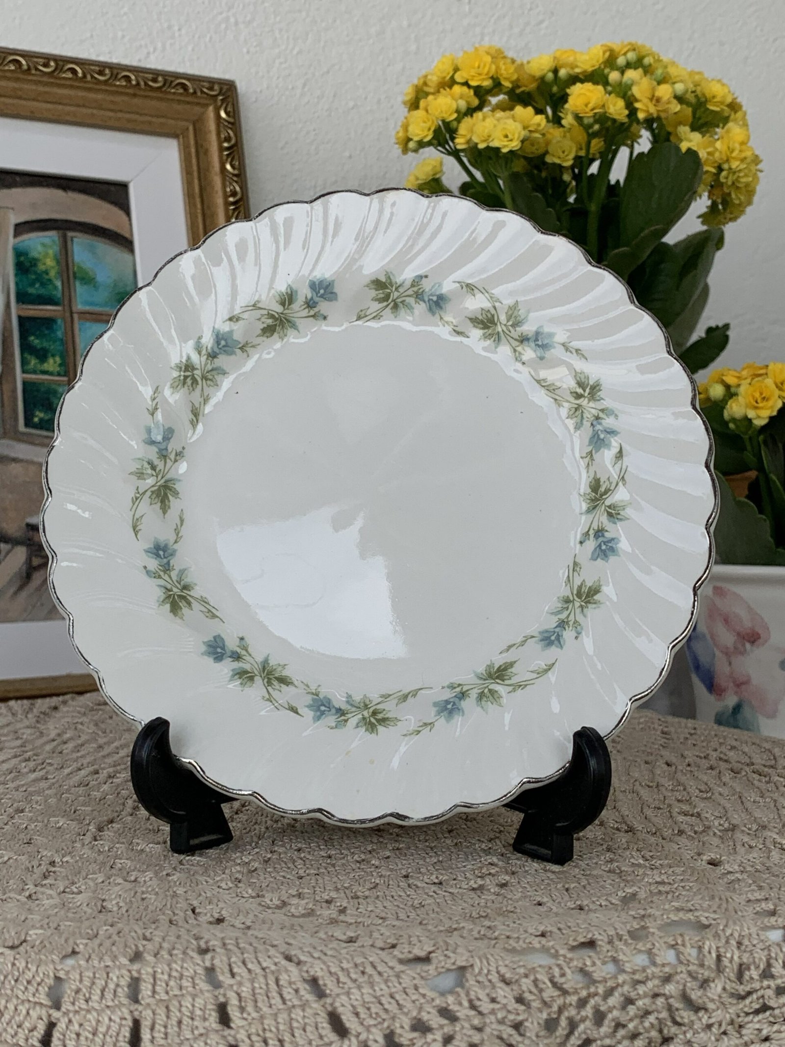 Trio de Chá Floral Azul com Bordas Onduladas - Imagem 5
